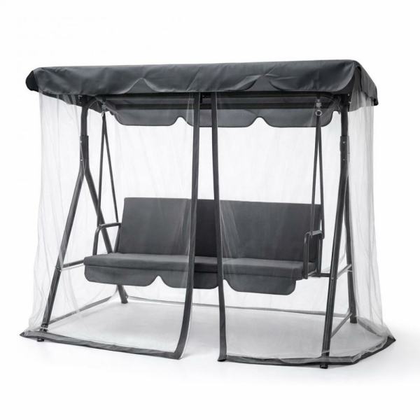 Качели садовые 1700*1100*1530мм нагрузка 210 кг москитная сетка без подушек серый Grower