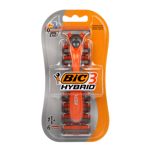 Станок для бритья BIC 3 HYBRID + Сменные кассеты для бритья 6шт