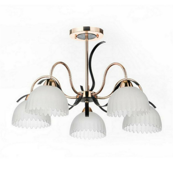 Люстра 5*60Вт Е27 плафон стекло бронза черный   62*40,5 см  20м2см Baizheng