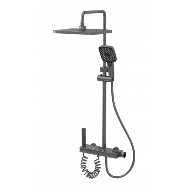 Душевая система 4 режима со смесителем черный алюминий AL90976-B DIKALAN