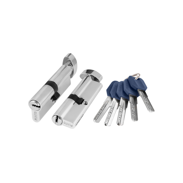 Цилиндровый механизм Z4002Knob80 40+10+30 с вертушкой CP хром Punto