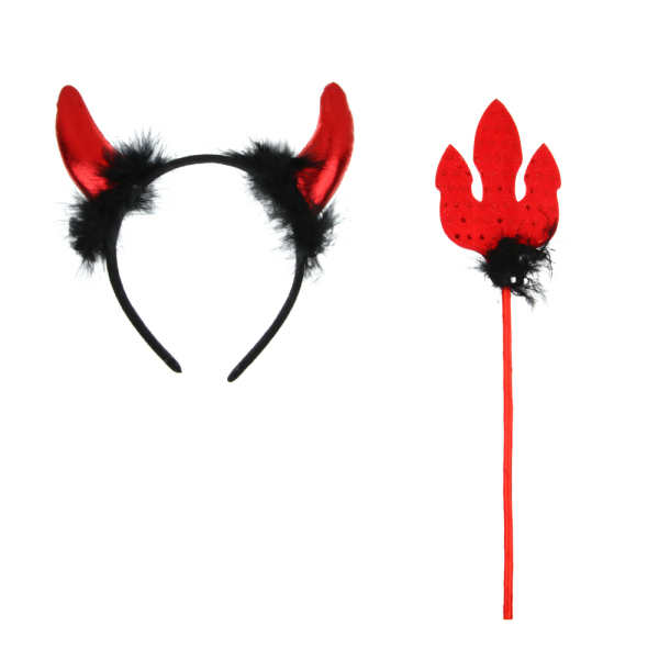 СНОУ БУМ Набор карнавальный "Чертик", полиэстер, полипропилен, (трезубец 38х9см, ободок 19х18см)