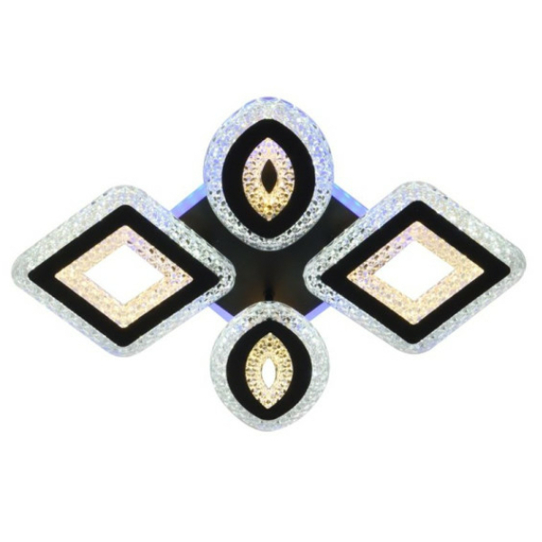 Люстра светодиодная 116Вт 55*47*8 см 3750LM 20м2 3 цвета прилож пульт черный Baizheng