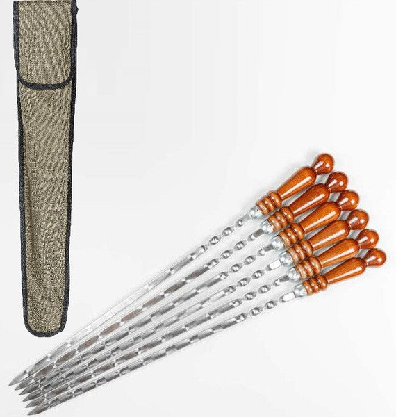 Шампур 6шт. 620*12*3мм нерж.сталь чехол НЧУ-ШД-001