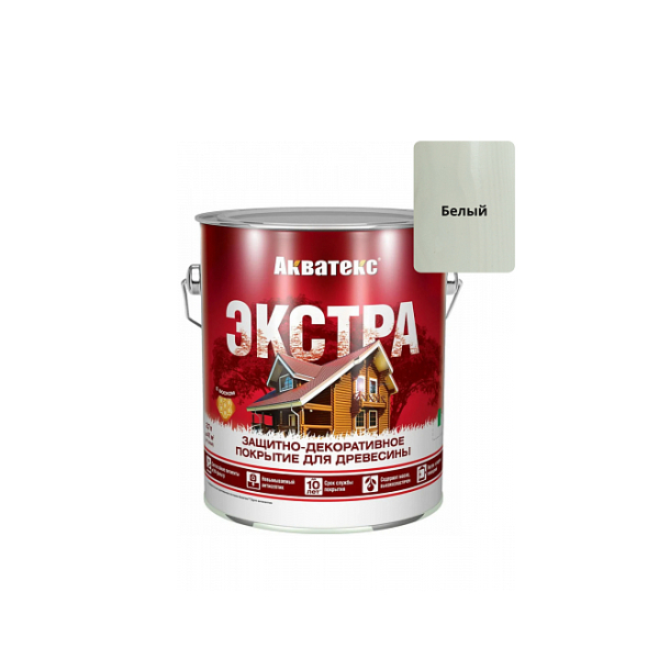 Защитное текстурное покрытие "Акватекс-Экстра" древесины Белый 2,7л