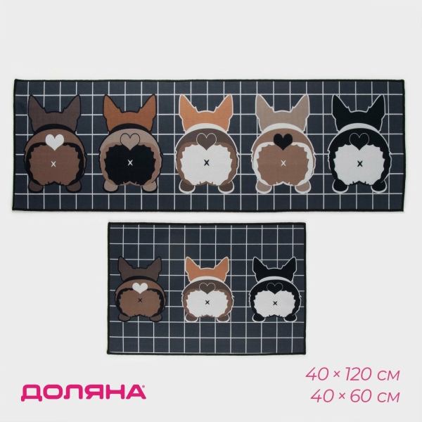 Набор ковриков для ванной 40*600см/45*120см Корги ДОЛЯНА