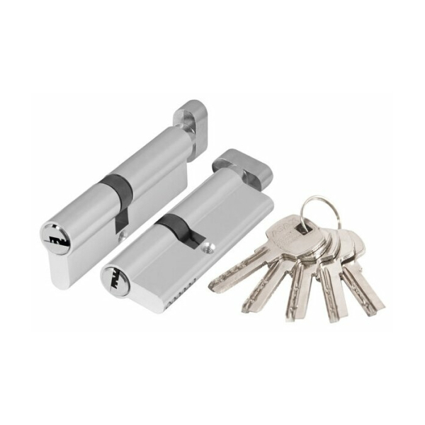 Цилиндровый механизм AX2002Knob120 55+10+55 CP хром с вертушкой AJAX