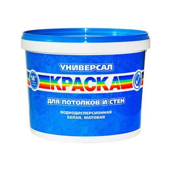 Краска ВД для стен и потолков 1,3кг матовая Универсал Радуга