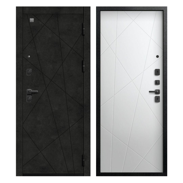 Дверь V-16 Черный муар/Бетон темный-Кашемир белый 860*2050 R Центурион 2