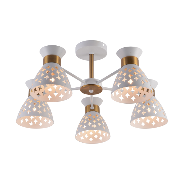 Люстра 5*60Вт Е27 белый/бронза AU12005/5 WH+BRASS Атмосфера уюта