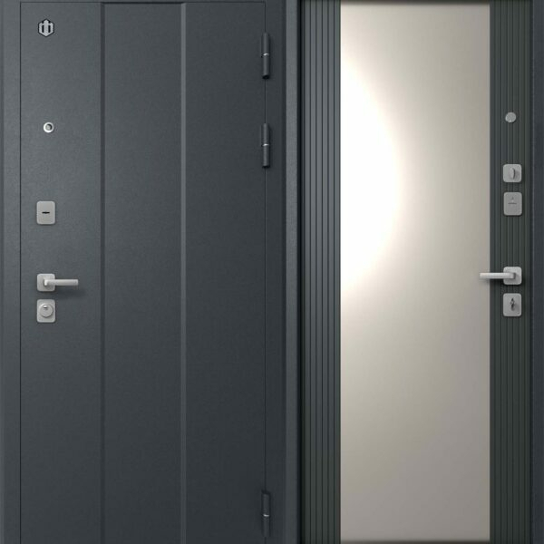 Дверь Фортон 5 F5 Графит муар/Графит софт ЗЕРКАЛО  860*2050 Л Фортон