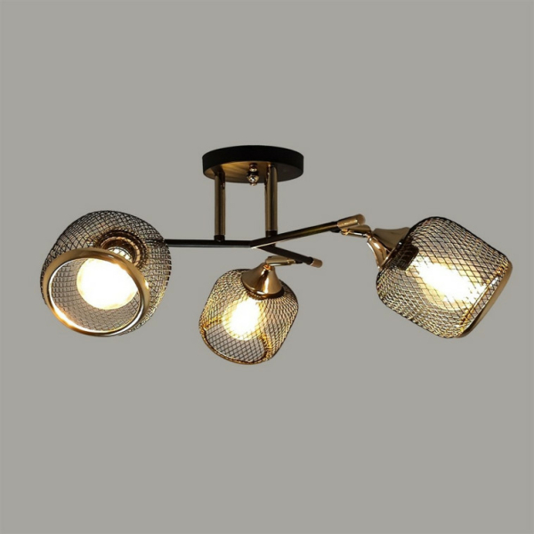 Спот 3*60Вт Е27 54*23 см 12м2  плафон металл черный золото Baizheng
