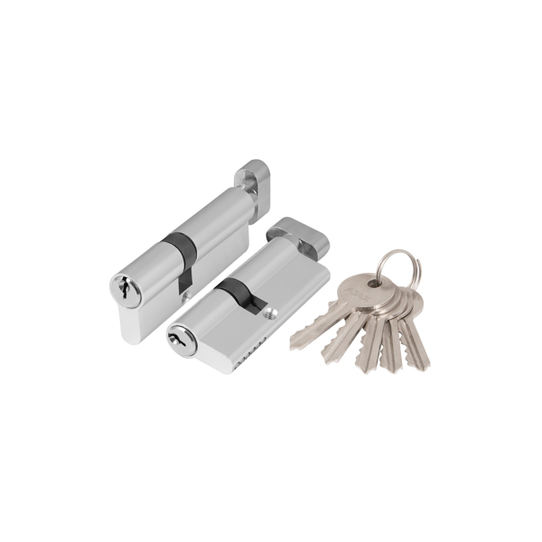 Цилиндровый механизм AX1002Knob80 35+10+35 CP хром с вертушкой AJAX