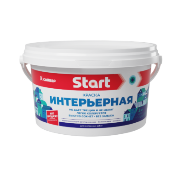 Краска ВД интерьерная  3кг белоснежная Start