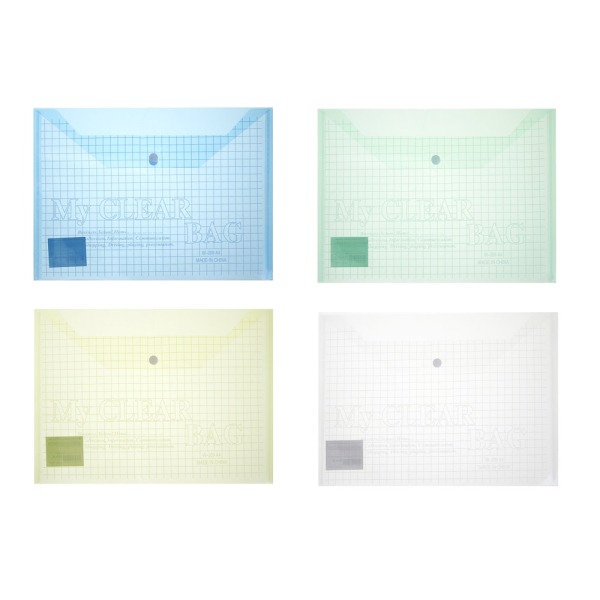 Папка на кнопке, А4, 325x230 мм, толщина: 0,12 мм, инд.марк, 4 цвета