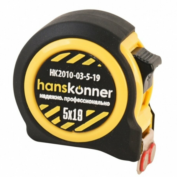 Рулетка 5м*19мм компактный корпус мощный магнит Hanskonner