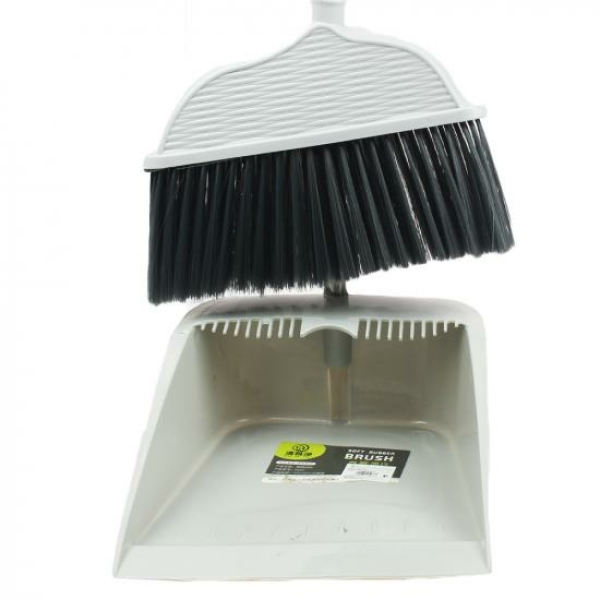 Набор пластиковый для уборки веник + совок 96*39*64 см пластик ручка серый Baizheng