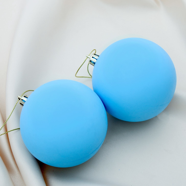 Ёлочные игрушки «Матовый», шары новогодние, d=8 см, набор 2 шт., голубой