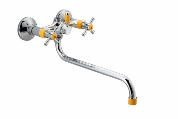 Смеситель для ванны маховик длинный излив желтый силумин C-3062-201 САНЛАЙТ