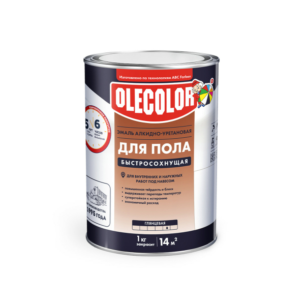 Эмаль алкидно-уретановая для пола серая 2,7кг Olecolor