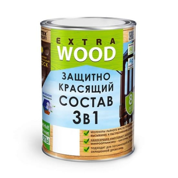 Состав защитно-красящий для древесины 3в1EXTRA Скандинавия 0,8л  Farbitex Profi Wood