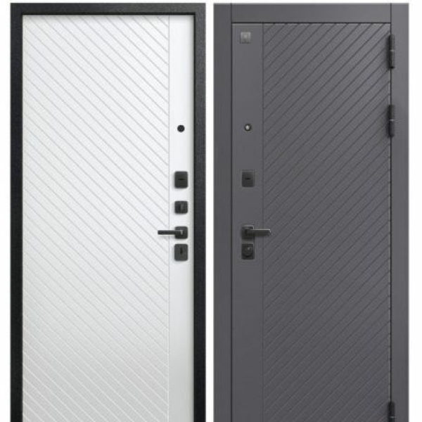 Дверь В(V)-16 Черный муар/Кашемир графит - Кашемир белый 860*2050 R Центурион 2026