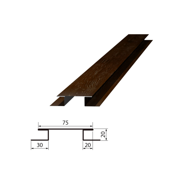 Планка стыковочная сложная Woodstock 75*3000 (Ecosteel_MA-01 Мореный Дуб-0,5)