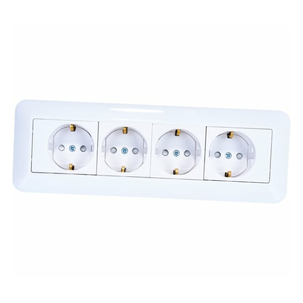 Розетка ОУ 4 мест. белый с з/к с металлической монтажной пластиной Systeme Electric BLANCA