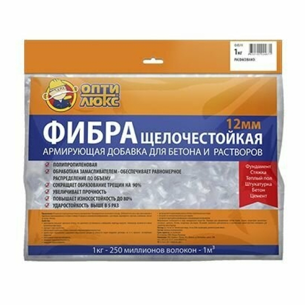 Фибра щелочестойкая 12мм 1000гр OptiLUX