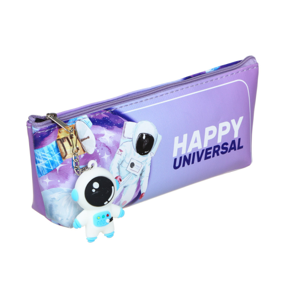 Пенал треугольный, 21х8х4,5см, иск.кожа с печатью "Космос/Милитари", брелок, 4 дизайна, ПВХ бокс