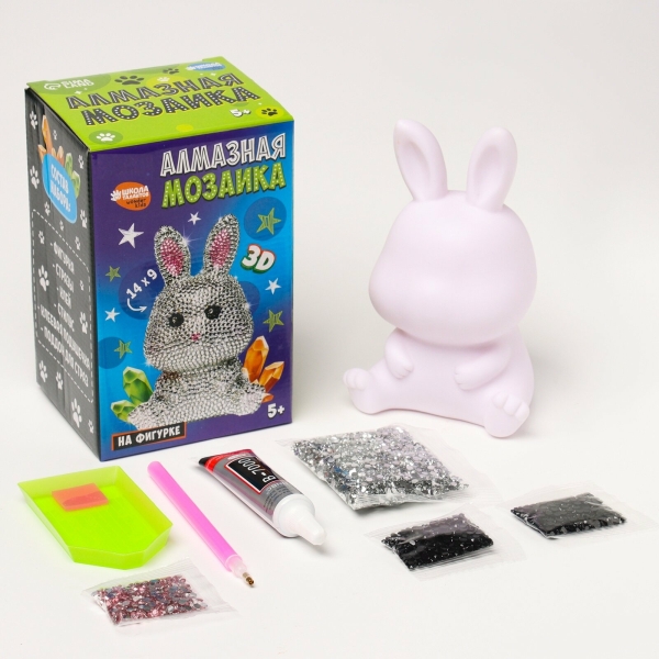 Алмазная мозаика на фигурке «Милый зайчик»