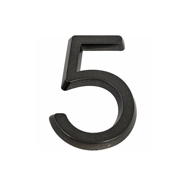 Цифра дверная "5" на клеевой основе черный FUARO