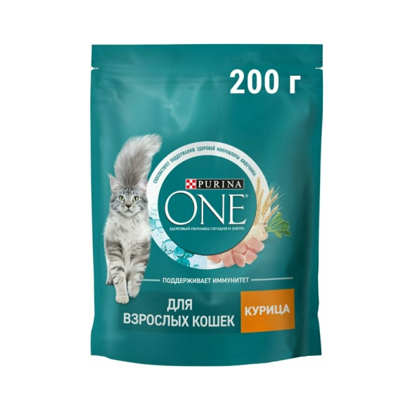 Корм Purina One для взрослых кошек с курицей 200гр