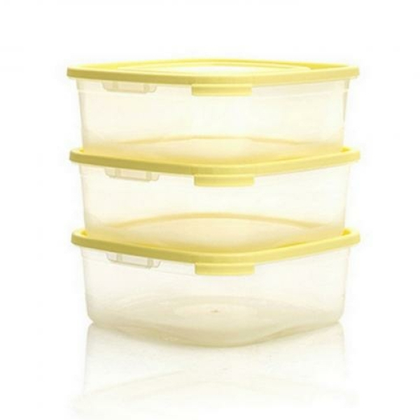 Набор пластиковых контейнеров 3 шт квадратный 1,4 л микс Каскад Полимербыт