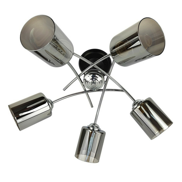 Люстра 5*60Вт Е27 плафон стекло черный хром 63*30 см 20м2см Baizheng