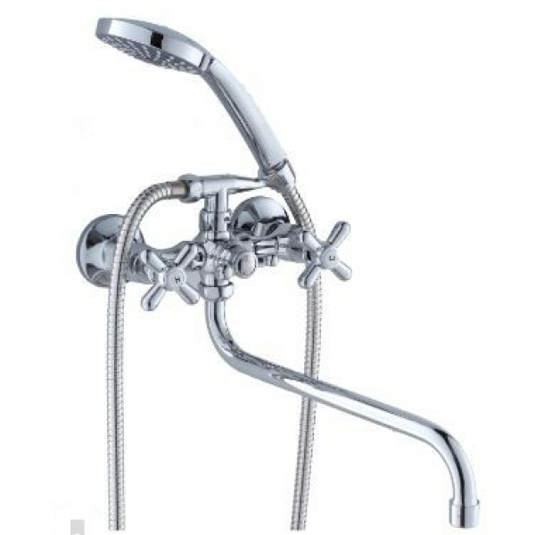 Смеситель для ванны маховик длинный излив силумин D4530-X302 DIKALAN