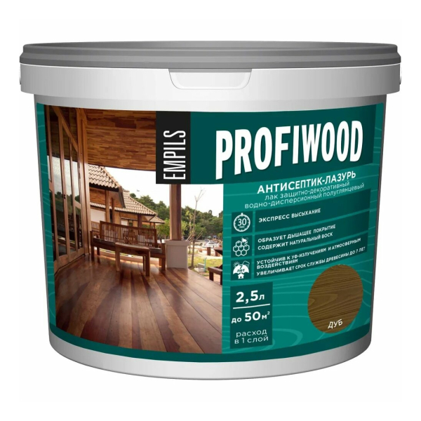 Антисептик-лазурь полиакриловый 2.5л дуб Profiwood