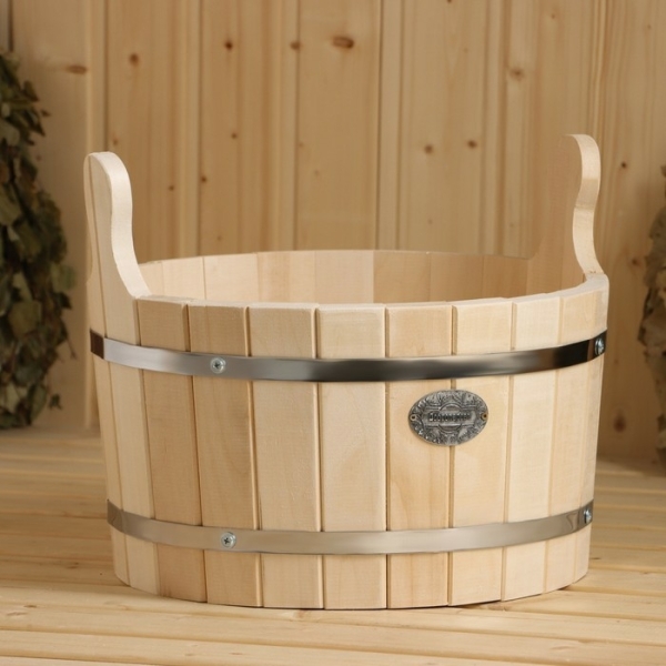 Шайка из липы, 15 л, круглая,  нержавеющий обруч, "Добропаровъ" 1280158