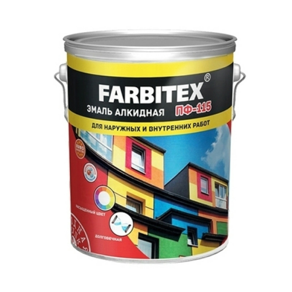 Эмаль ПФ-115 красная 10кг Farbitex
