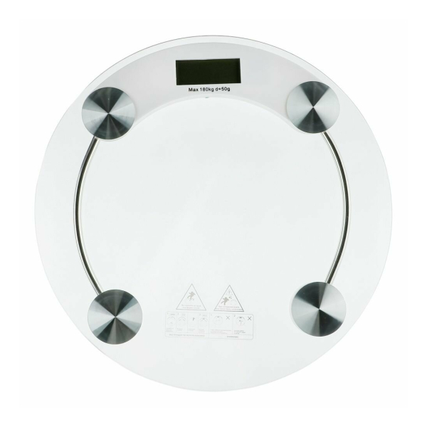 LEBEN Весы напольные электронные круглые, ЖК-дисплей, макс. нагр.до 180кг, стекло, d33см
