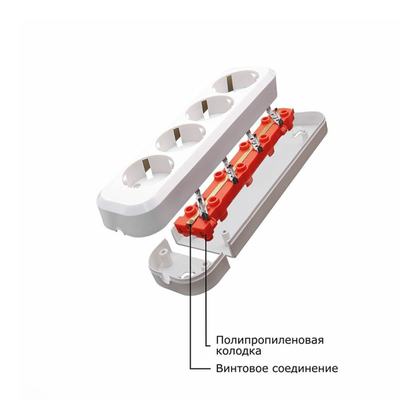 Колодка 2гн. 16А 250В (АБС-пластик, белая, земля) PST16-210-20 STEKKER