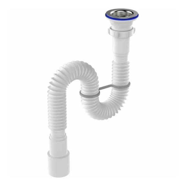 Гофросифон 1-1/4"*40/50мм 620-1270мм нерж.решетка F213 AQUANT