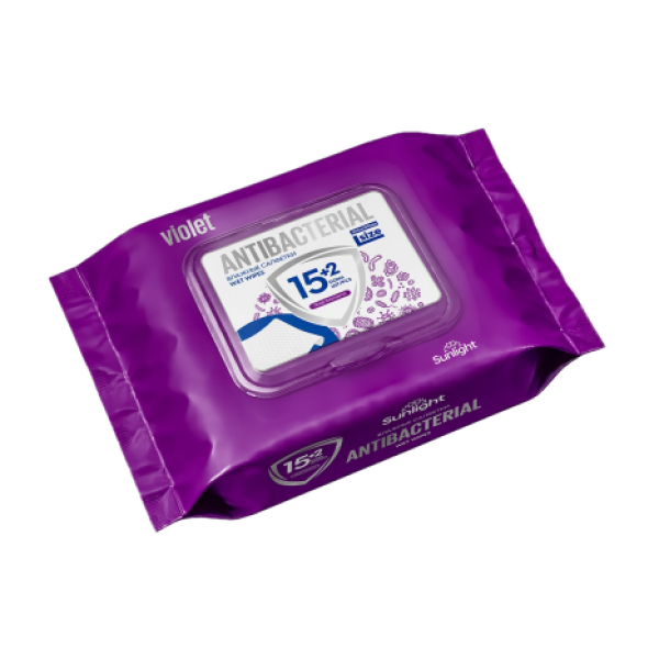Влажные салфетки 17шт L Antibacterial Violet кирпичик с клапаном SUNLIGHT