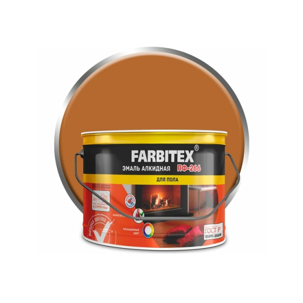 Эмаль ПФ-266  светлый орех 10кг Farbitex