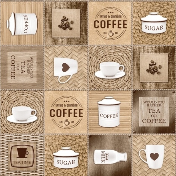 Клеенка ПВХ нетканая основа 1,4*20 м кофе и молоко на светло-бежевом рис 226A Dekorama