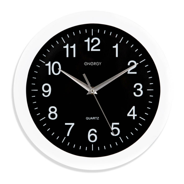 Часы настенные круг плавный ход, пластик  EC-03, 27,5*3,8см Energy