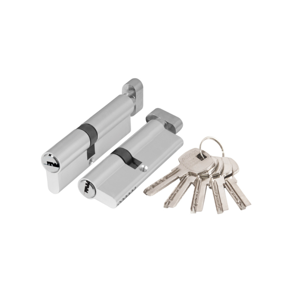 Цилиндровый механизм AX2002Knob90 40+10+40 CP хром с вертушкой AJAX