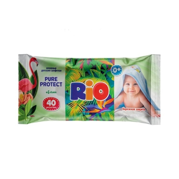 Салфетки влажные детские 40шт RIO pure protect