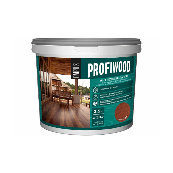 Антисептик-лазурь полиакриловый 2.5л махагон Profiwood