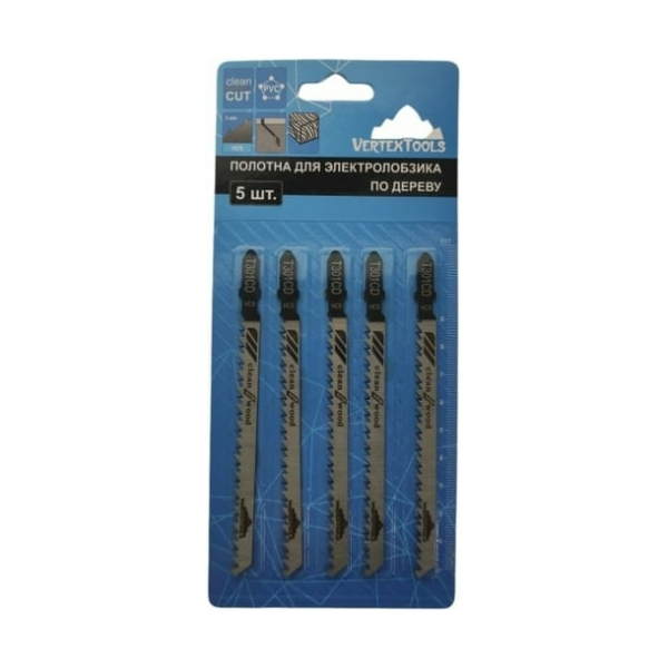 Полотно для электролобзика по дереву чистый рез T301CD 5шт VERTEXTOOLS